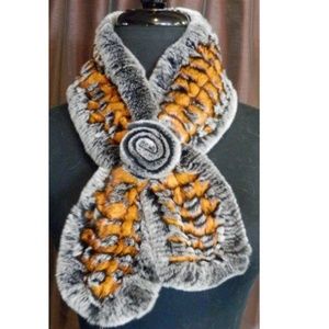 Orange and Grey Rex Rabbit Scarf